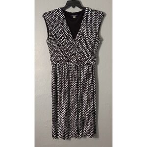 Tommy Hilfiger Black W/ White Polka Dot Midi Sleeveless Dress Size 12